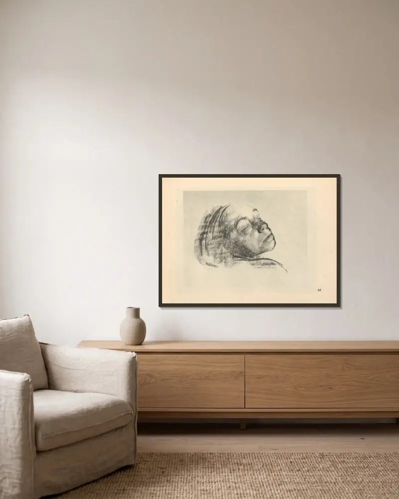 Abschied, 1925 – nr 1 av Käthe Kollwitz inramad på en vägg