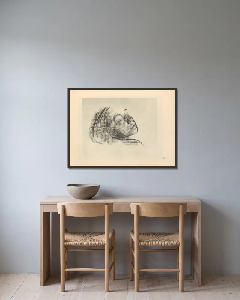 Abschied, 1925 – nr 1 av Käthe Kollwitz inramad på en vägg