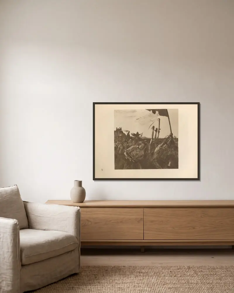 Rewolta, 1925, Käthe Kollwitz w ramie na ścianie