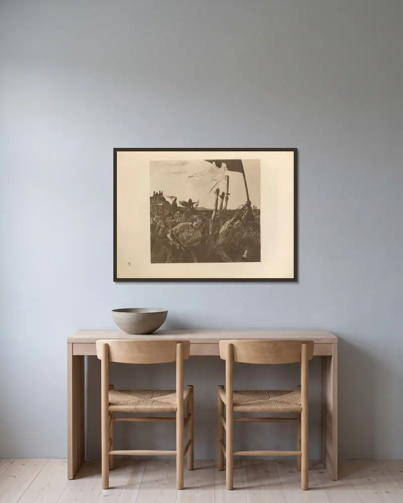 Rewolta, 1925, Käthe Kollwitz w ramie na ścianie