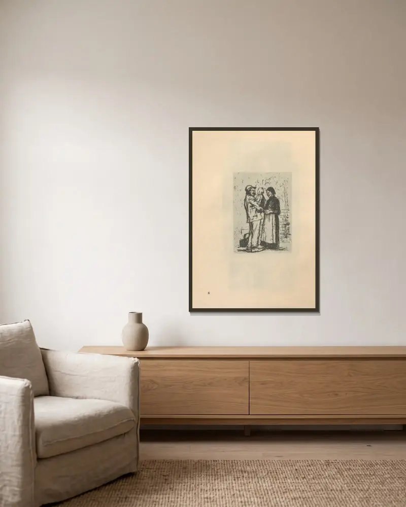 Pozdrav, 1925, Käthe Kollwitz v rámu na stěně