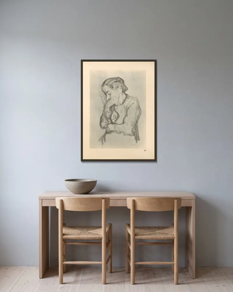 Frauen, 1925 – nr 2 av Käthe Kollwitz inramad på en vägg