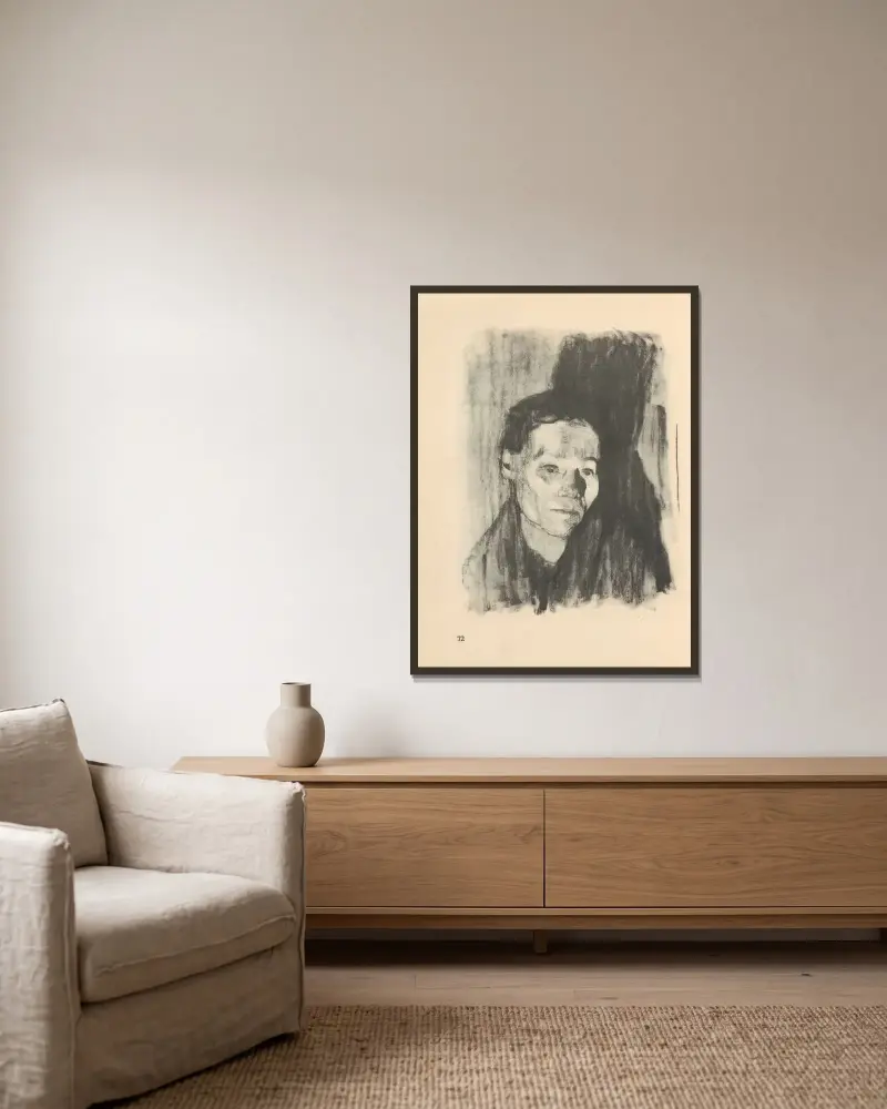 Ženy, 1925 – Nr. 8, Käthe Kollwitz v rámu na stěně
