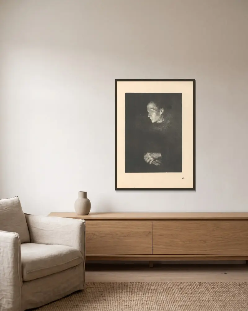 Kvinnor, 1925 – nr 9 av Käthe Kollwitz inramad på en vägg