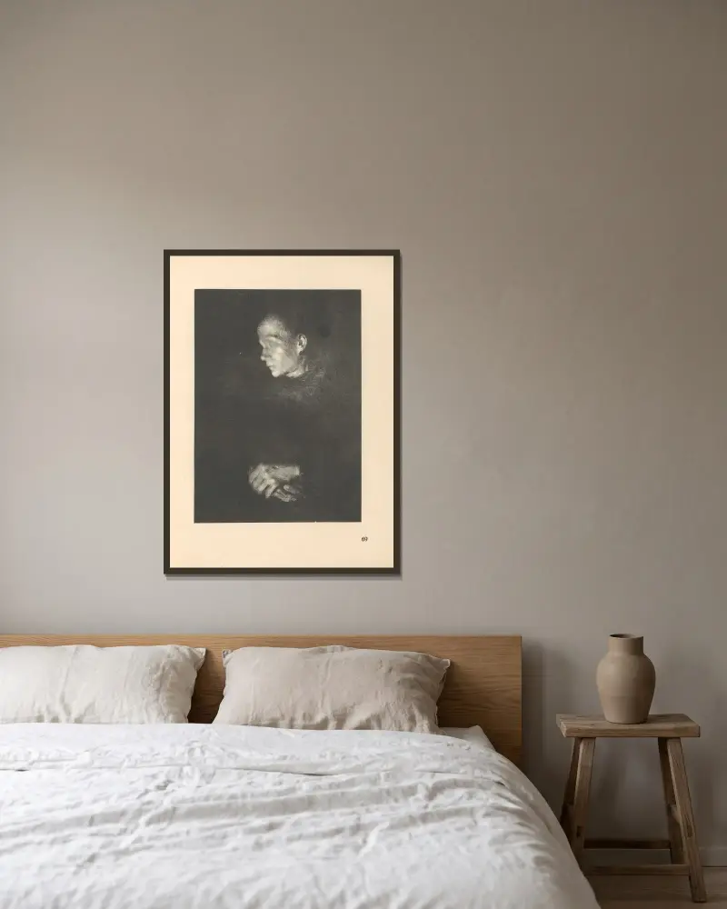 Kvinnor, 1925 – nr 9 av Käthe Kollwitz inramad på en vägg