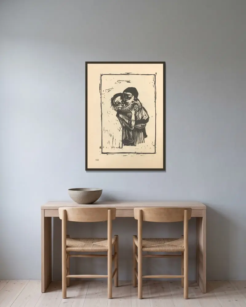 Frauen und Kinder, 1925 – Nr. 13 von Käthe Kollwitz gerahmt an einer Wand
