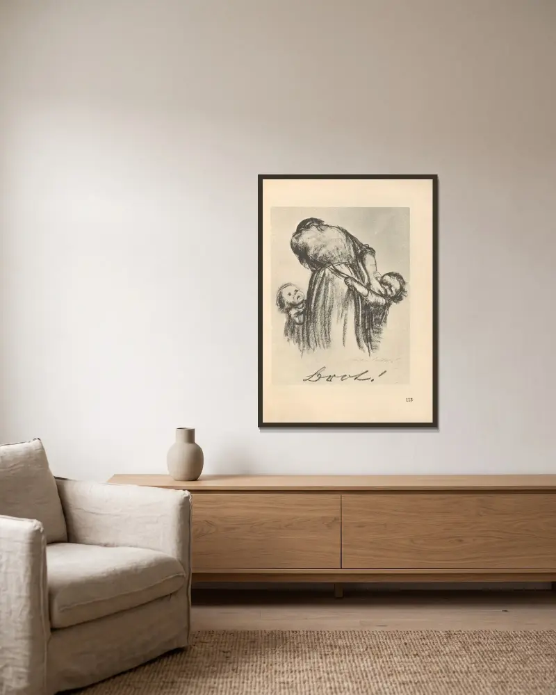 Kvinnor och barn, 1925 – nr 14 av Käthe Kollwitz inramad på en vägg
