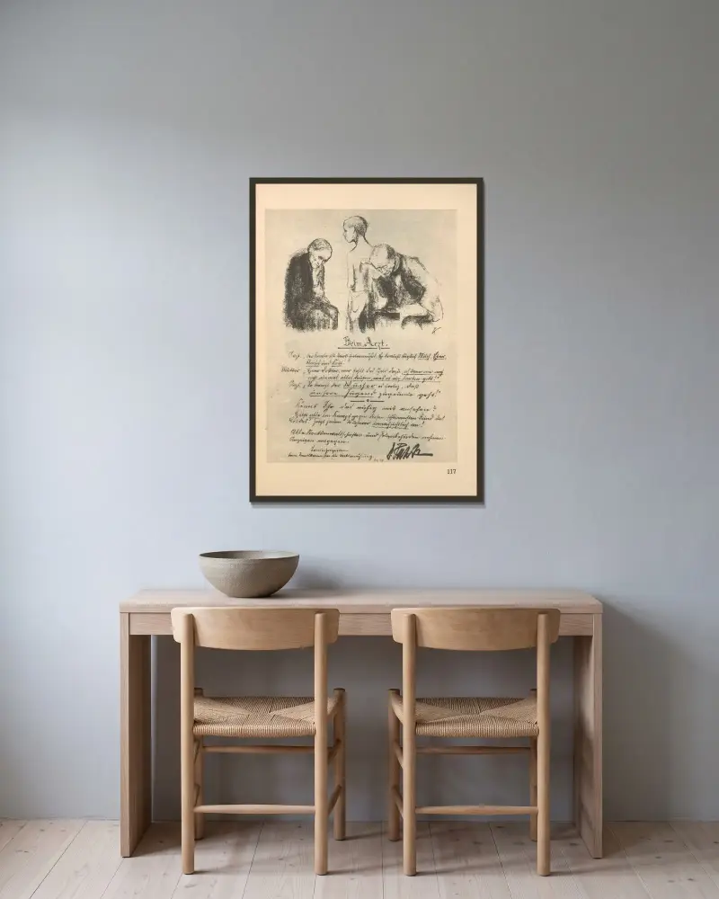 Frauen und Kinder, 1925 – Nr. 16 von Käthe Kollwitz gerahmt an einer Wand