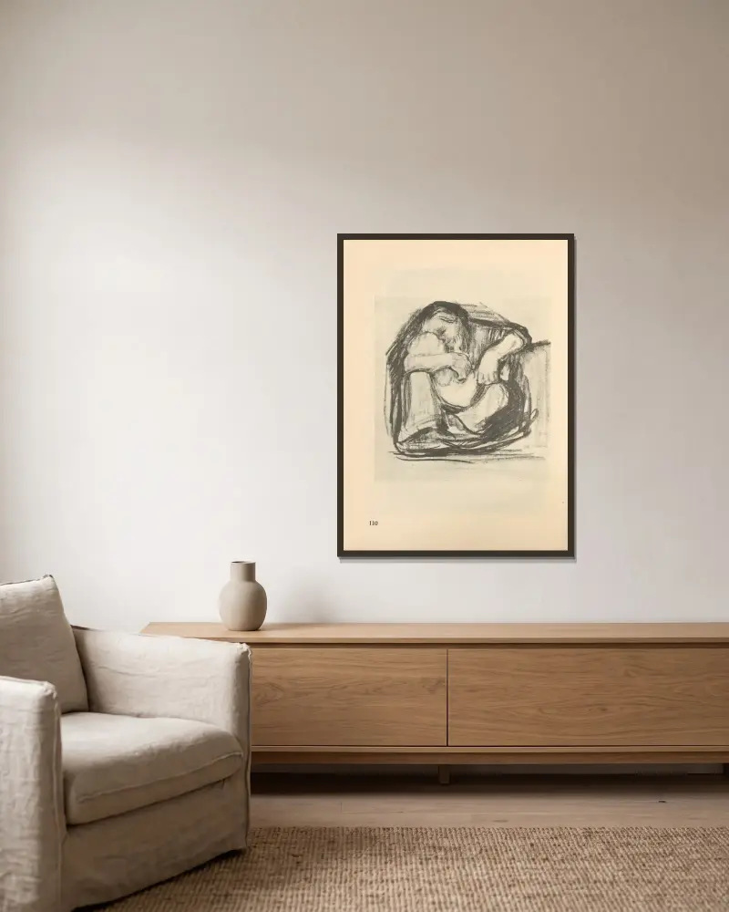 Frauen und Kinder, 1925 – Nr. 3 von Käthe Kollwitz gerahmt an einer Wand