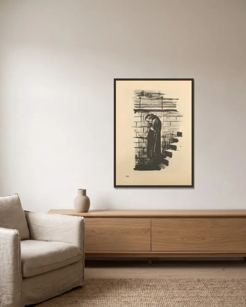 Kvinnor och barn, 1925 – nr 5 av Käthe Kollwitz inramad på en vägg