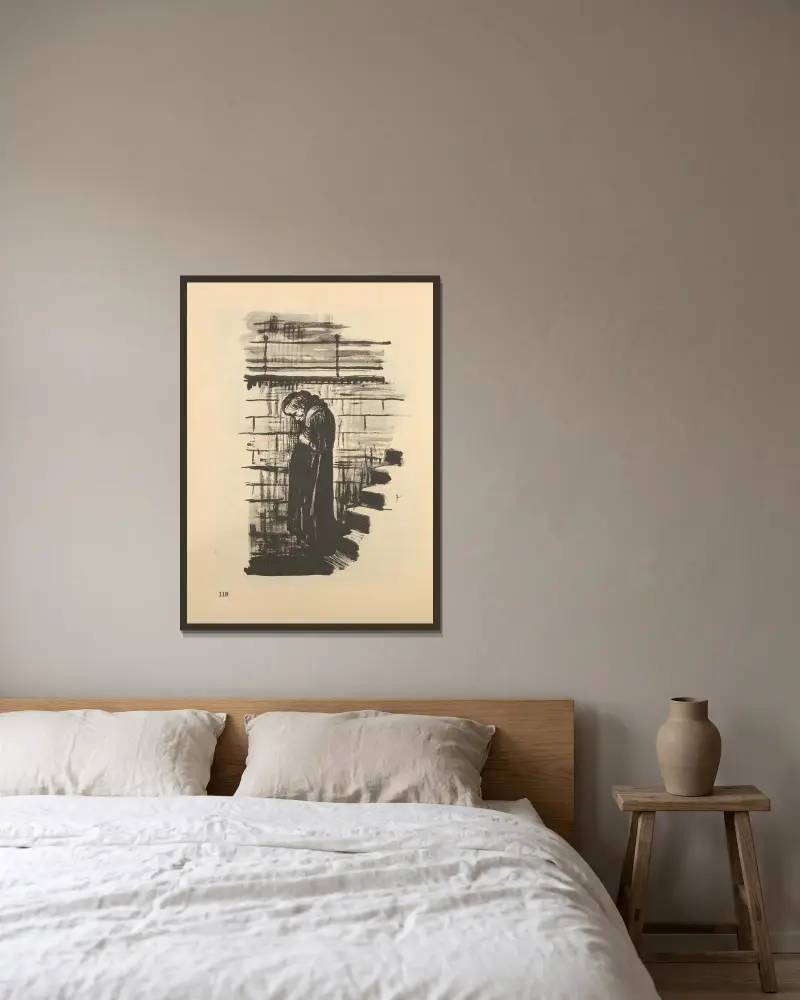 Kvinnor och barn, 1925 – nr 5 av Käthe Kollwitz inramad på en vägg