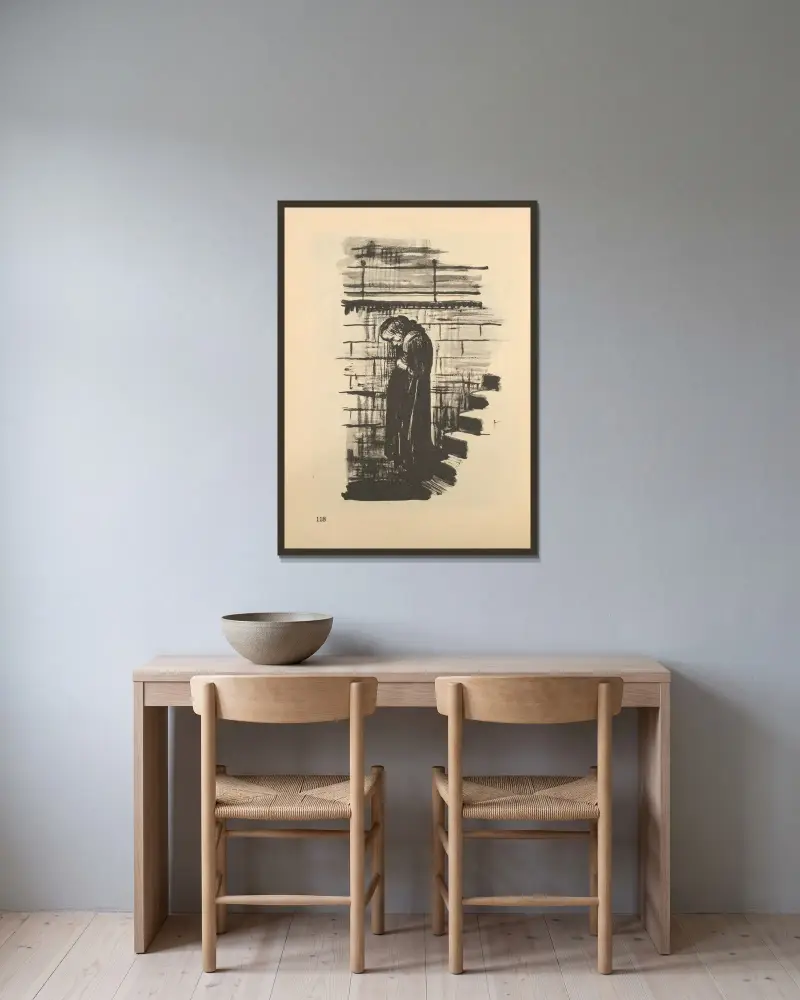 Kvinnor och barn, 1925 – nr 5 av Käthe Kollwitz inramad på en vägg