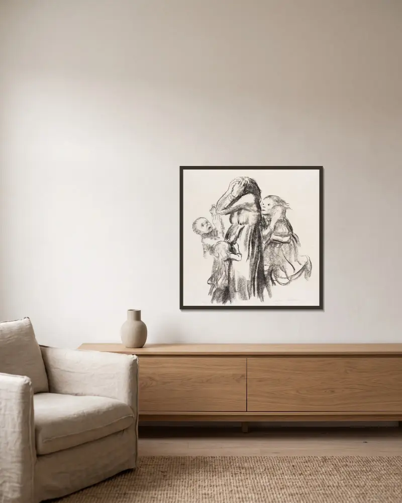 Polegli, 1920 – Nr. 2, Käthe Kollwitz w ramie na ścianie
