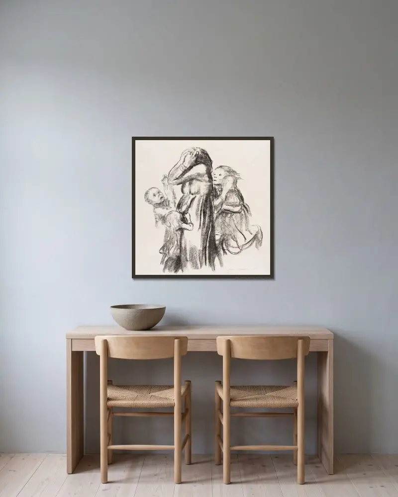 Polegli, 1920 – Nr. 2, Käthe Kollwitz w ramie na ścianie