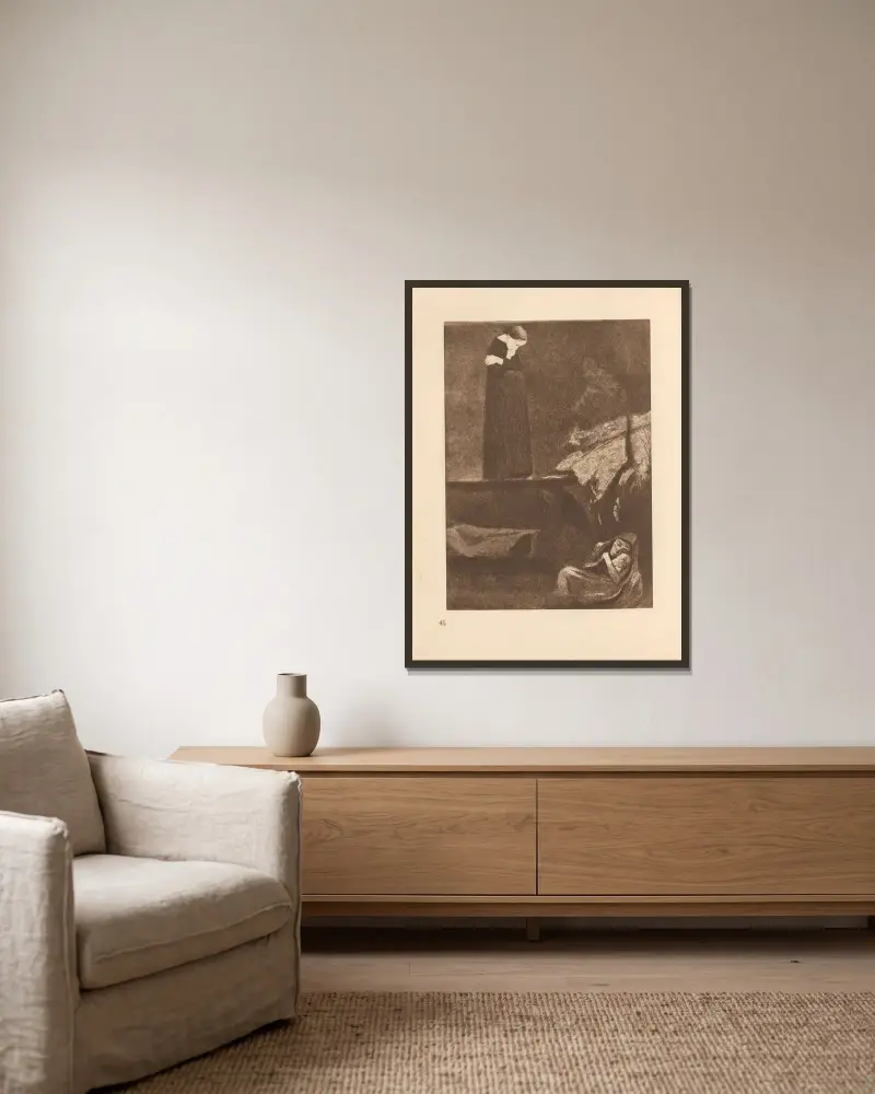 Gretchen, 1925 – nr 2 av Käthe Kollwitz inramad på en vägg