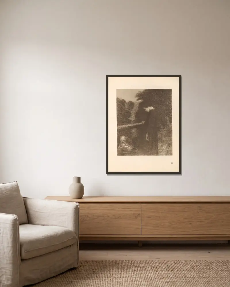 Gretchen, 1925 – nr 1 av Käthe Kollwitz inramad på en vägg