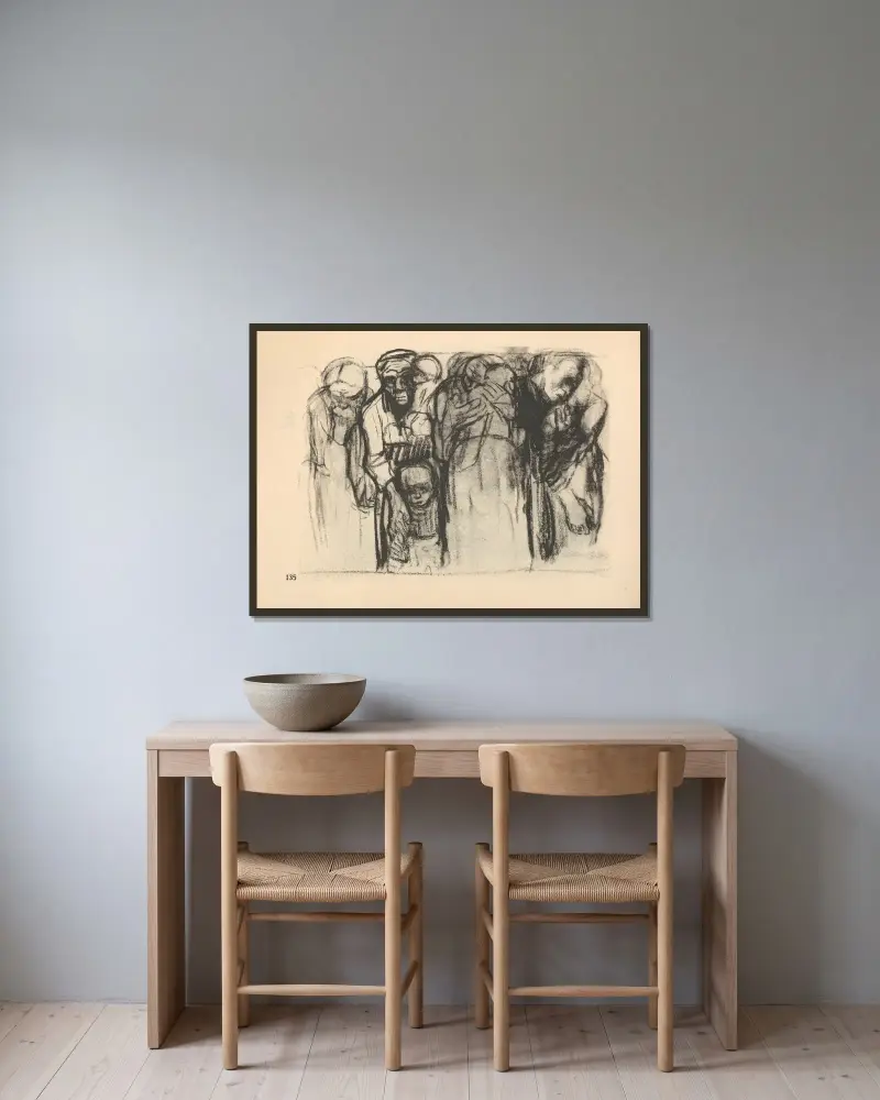 Krieg, 1925 – nr 12 av Käthe Kollwitz inramad på en vägg
