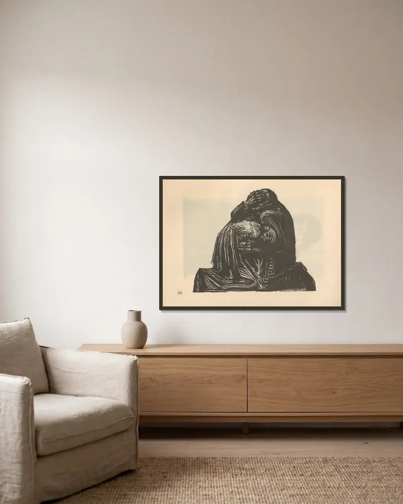 Krieg, 1925 – Nr. 5 von Käthe Kollwitz gerahmt an einer Wand