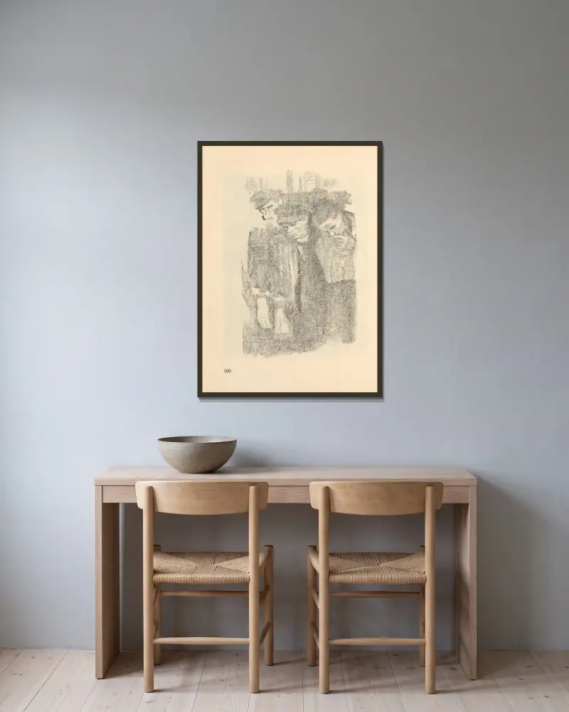 Březnový hřbitov, 1925, Käthe Kollwitz v rámu na stěně