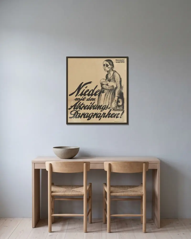 Pryč s paragrafem o potratech, Käthe Kollwitz v rámu na stěně
