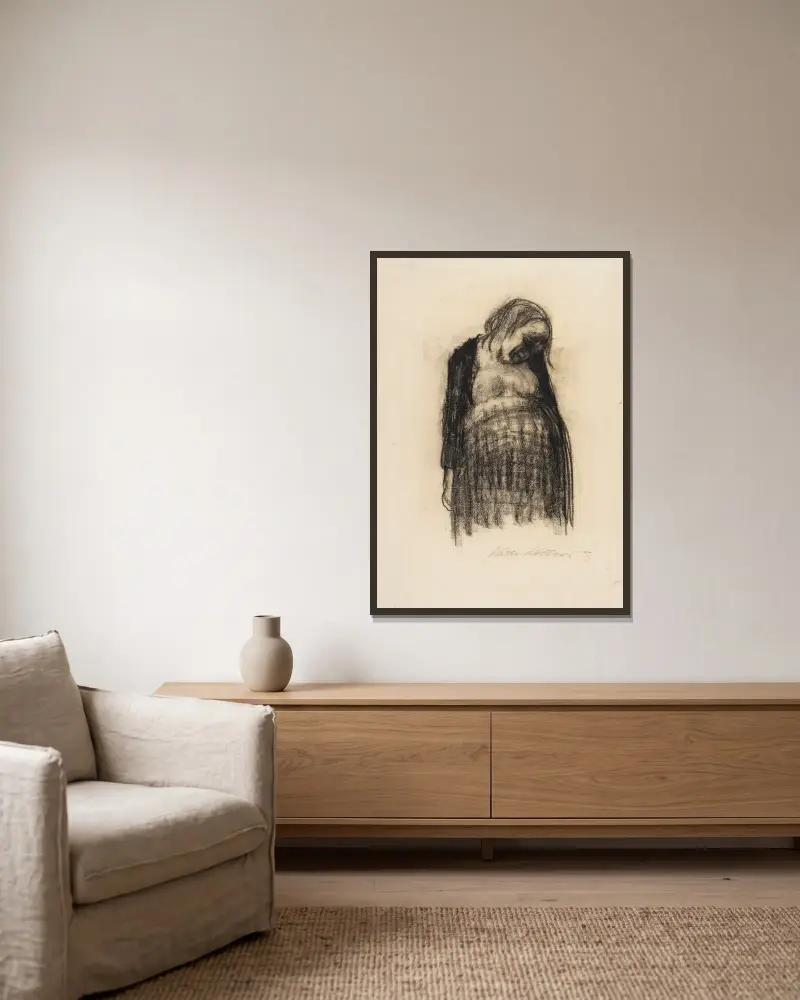 Schwangere von Käthe Kollwitz gerahmt an einer Wand