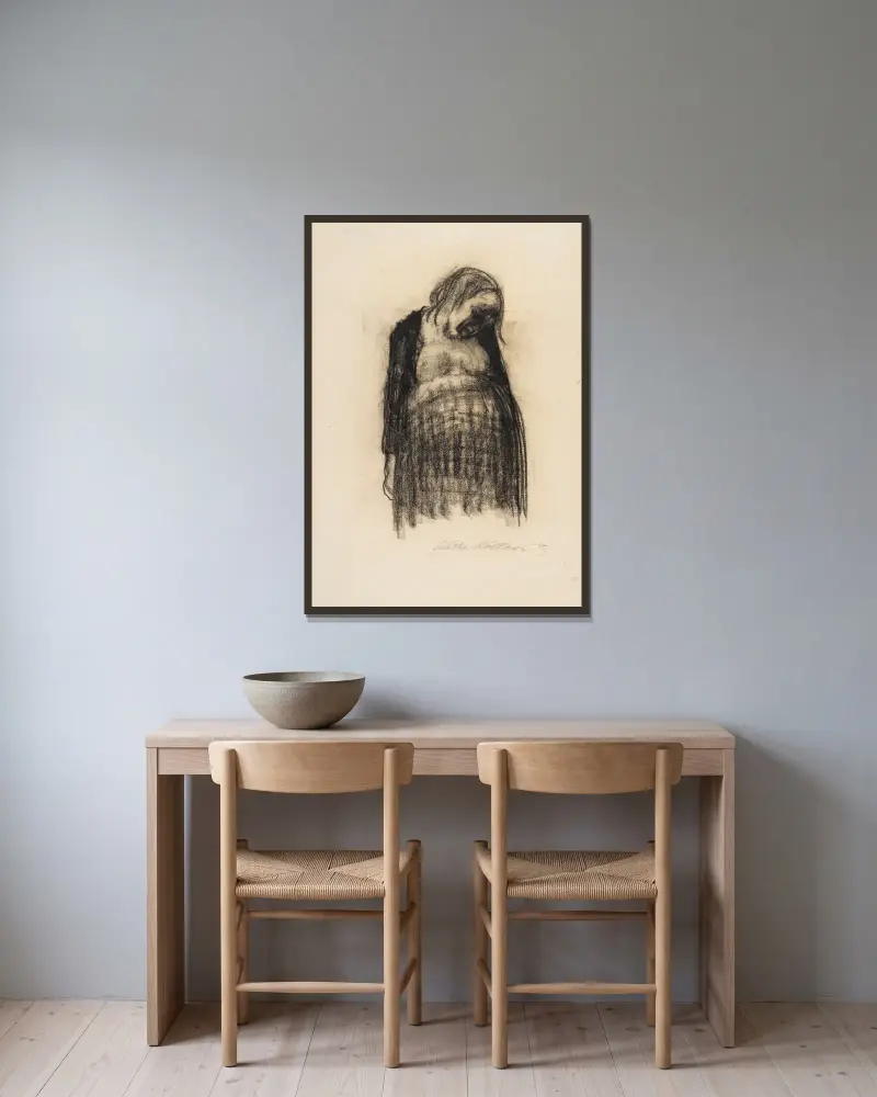 Schwangere von Käthe Kollwitz gerahmt an einer Wand