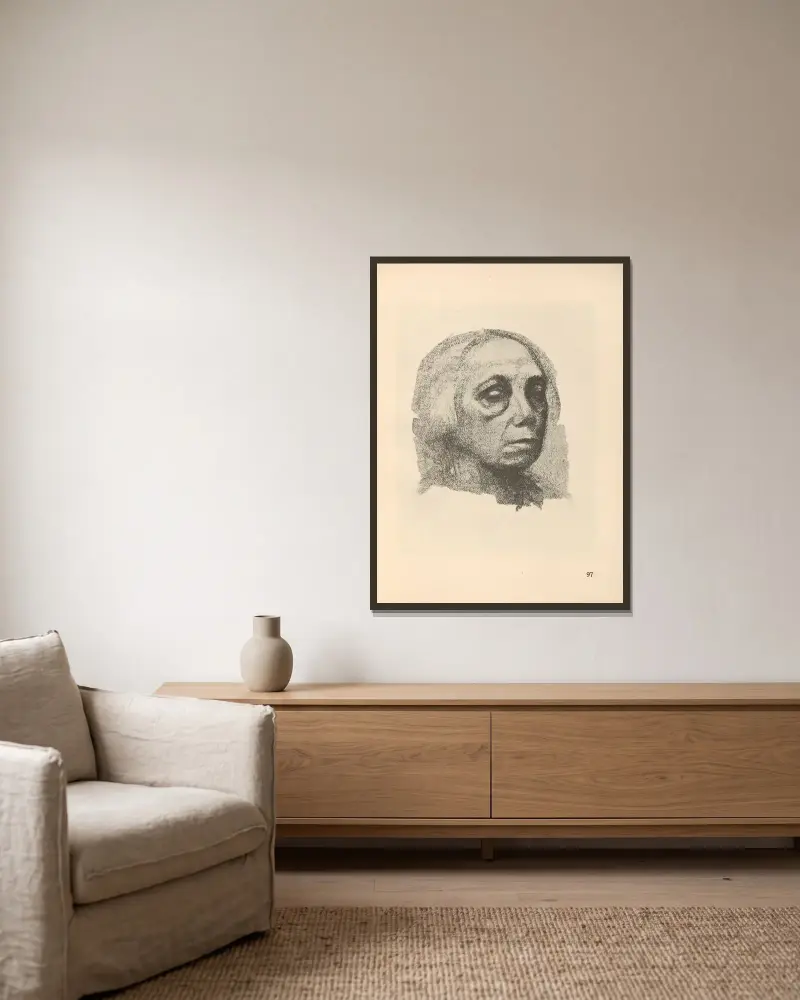 Autoportret, 1925 – Nr. 10, Käthe Kollwitz w ramie na ścianie