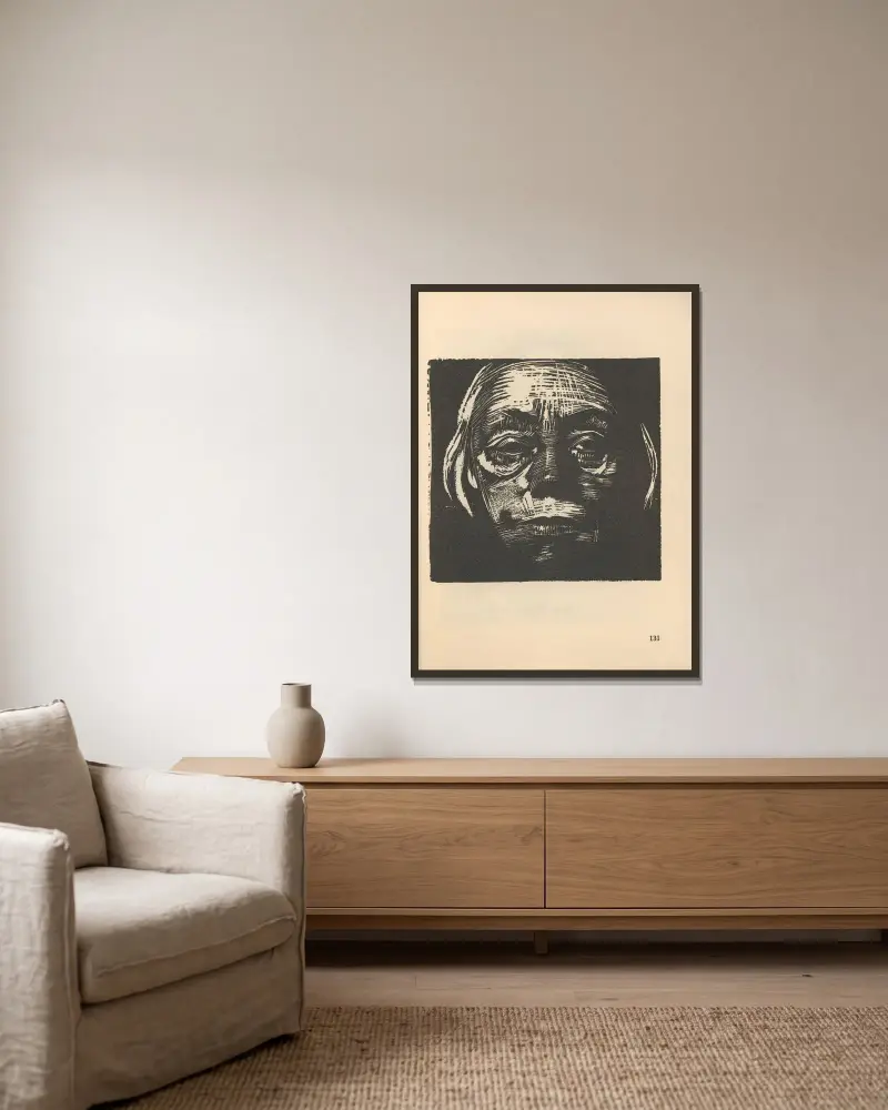 Autoportret, 1925 – nr 13, Käthe Kollwitz w ramie na ścianie