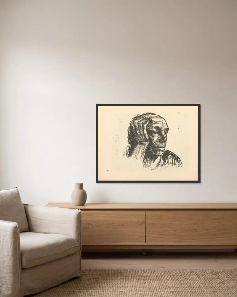Autoportrét, 1925 – Nr. 4, Käthe Kollwitz v rámu na stěně