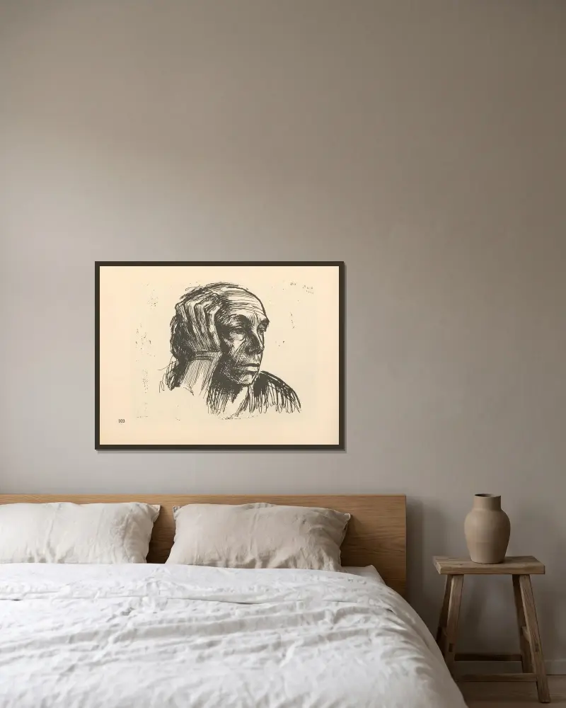 Autoportrét, 1925 – Nr. 4, Käthe Kollwitz v rámu na stěně