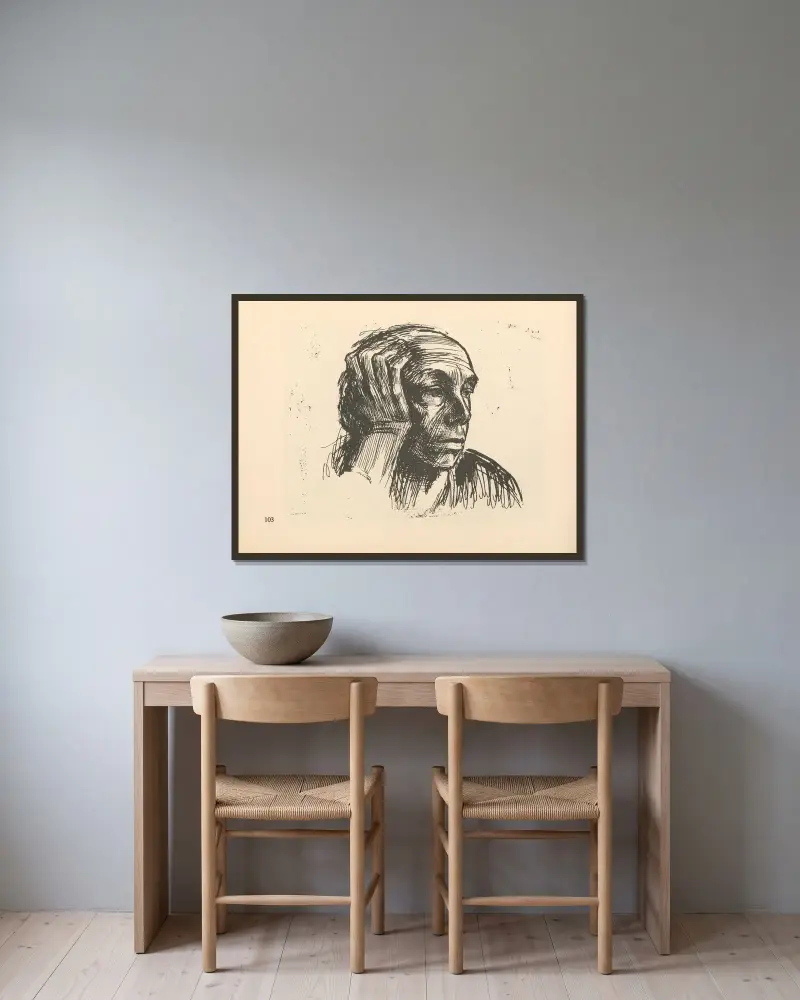 Autoportrét, 1925 – Nr. 4, Käthe Kollwitz v rámu na stěně