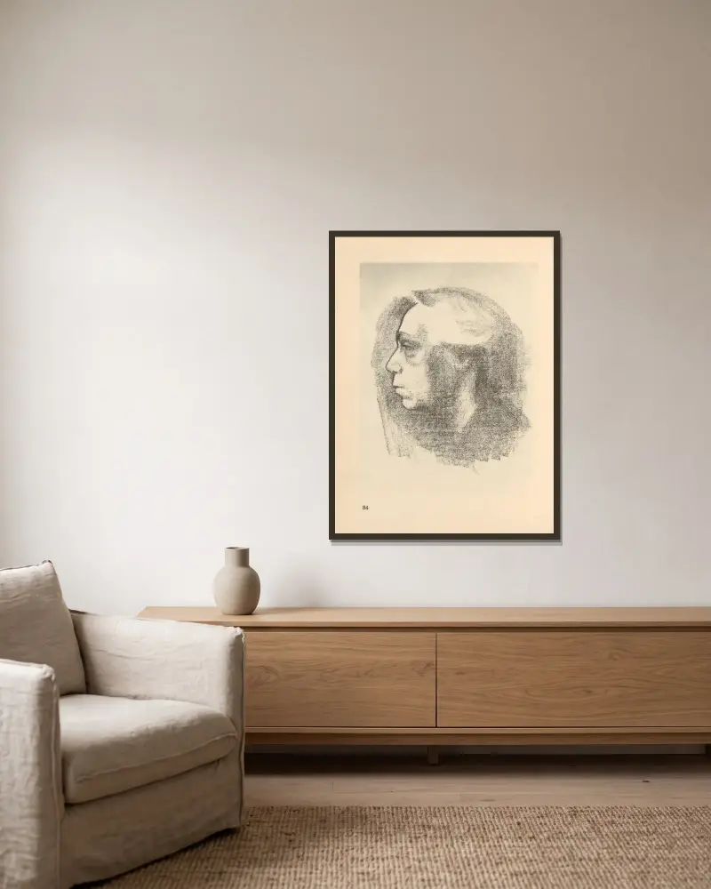 Selbstbildnis, 1925 – nr 5 av Käthe Kollwitz inramad på en vägg