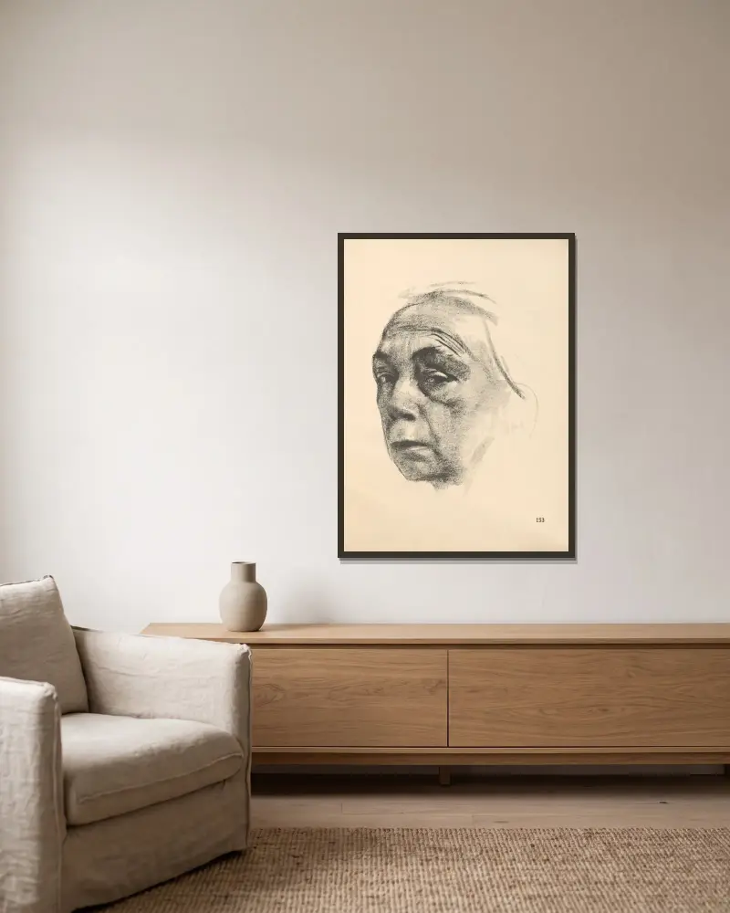 Autoportret, 1925 – Nr. 6, Käthe Kollwitz w ramie na ścianie