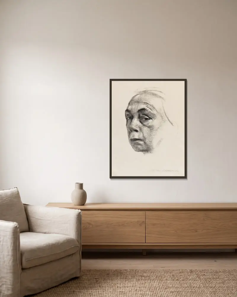 Autoportret, 1924 – Nr. 1, Käthe Kollwitz w ramie na ścianie