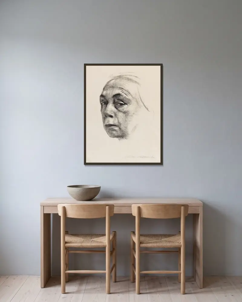 Autoportret, 1924 – Nr. 1, Käthe Kollwitz w ramie na ścianie