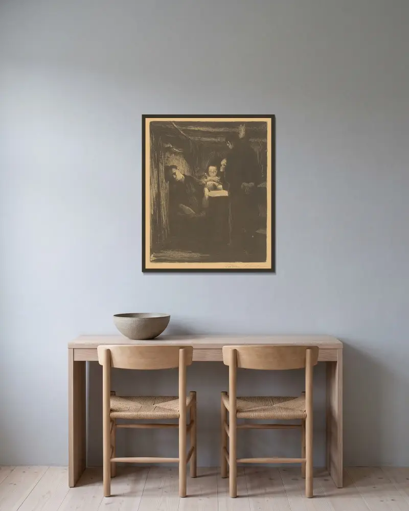 Smrť av Käthe Kollwitz inramad på en vägg
