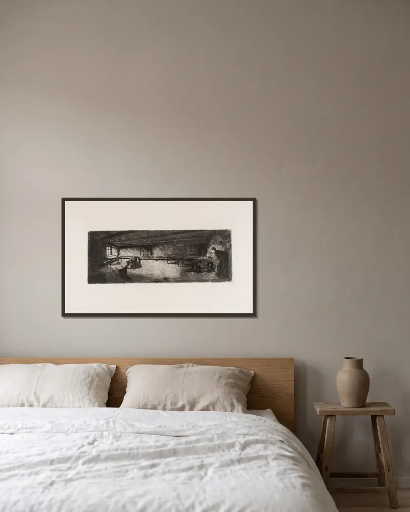 Szene aus Germinal von Käthe Kollwitz gerahmt an einer Wand