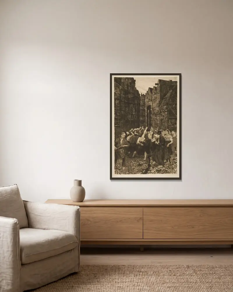 The Carmagnole av Käthe Kollwitz inramad på en vägg