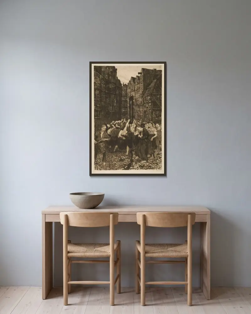 The Carmagnole av Käthe Kollwitz inramad på en vägg