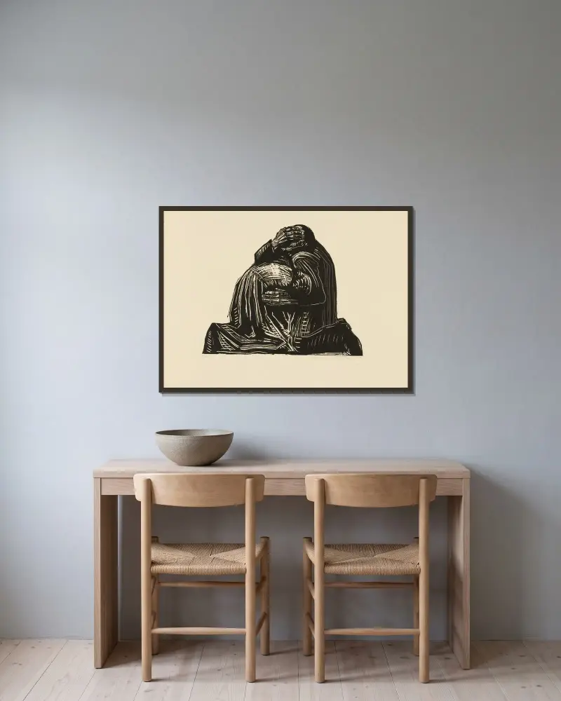 Rodiče (Die Eltern), Käthe Kollwitz v rámu na stěně