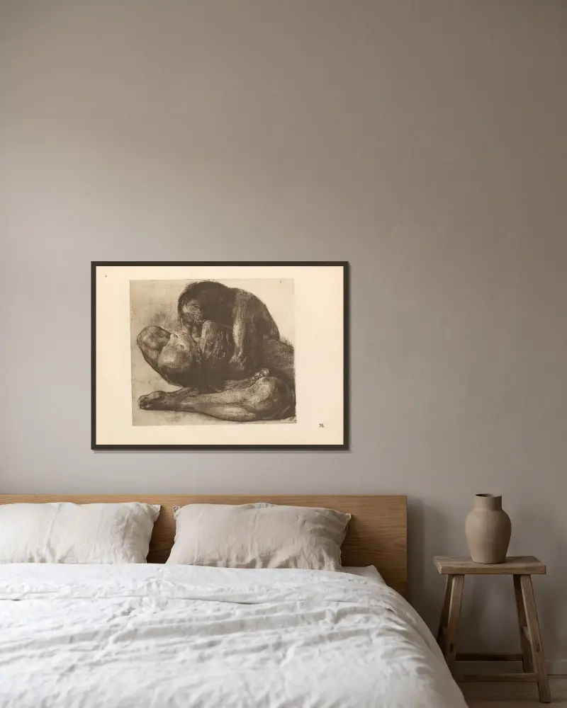 Martwe dziecko, Käthe Kollwitz w ramie na ścianie