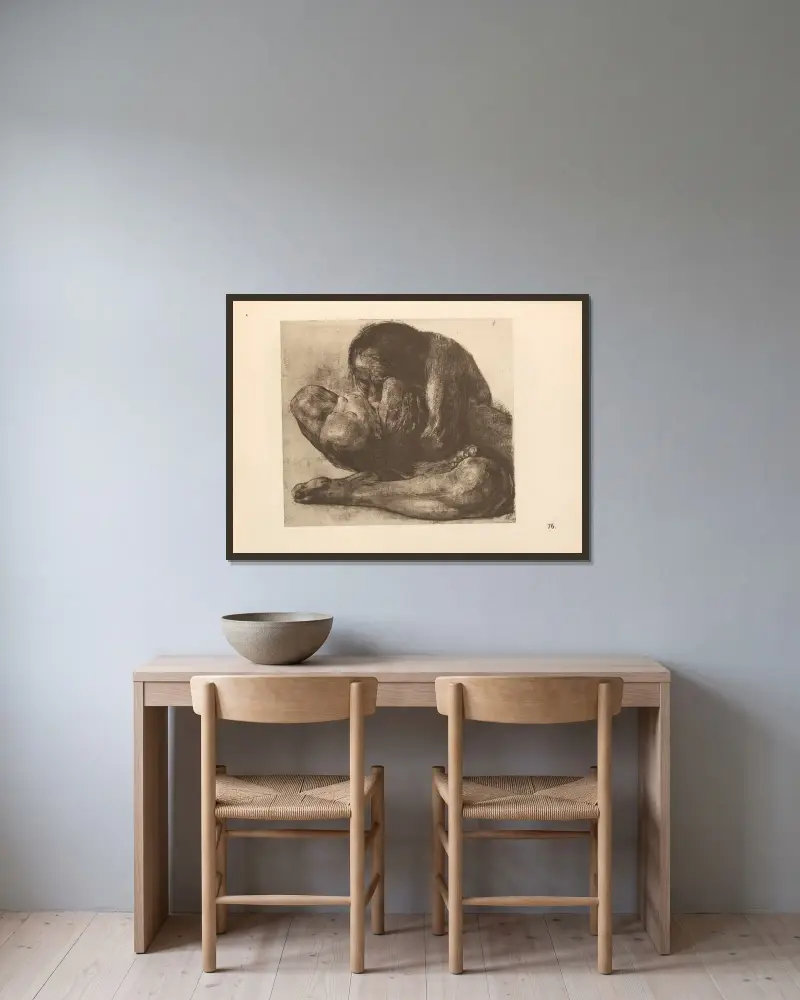 Martwe dziecko, Käthe Kollwitz w ramie na ścianie