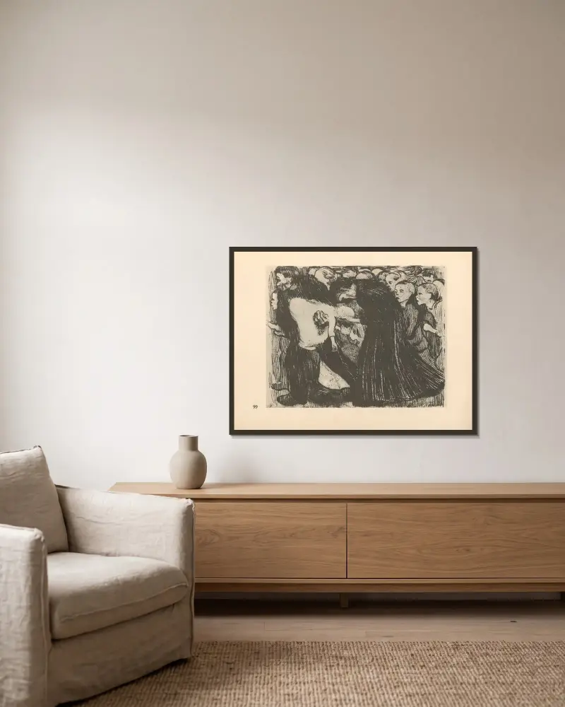 Przejechany, 1925, Käthe Kollwitz w ramie na ścianie