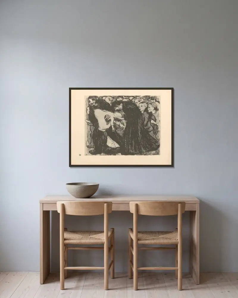Przejechany, 1925, Käthe Kollwitz w ramie na ścianie