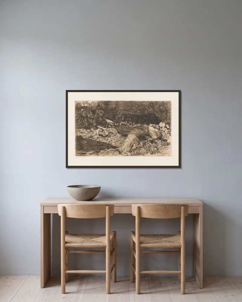 Vergewaltigt von Käthe Kollwitz gerahmt an einer Wand
