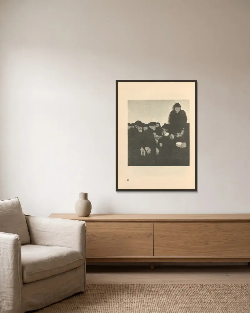 Zeichnungen für den Simplizissimus, 1925 – Nr. 10 von Käthe Kollwitz gerahmt an einer Wand