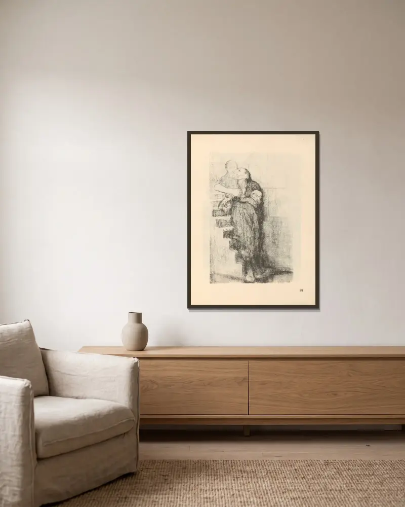 Zeichnungen für den Simplizissimus, 1925 – Nr. 4 von Käthe Kollwitz gerahmt an einer Wand