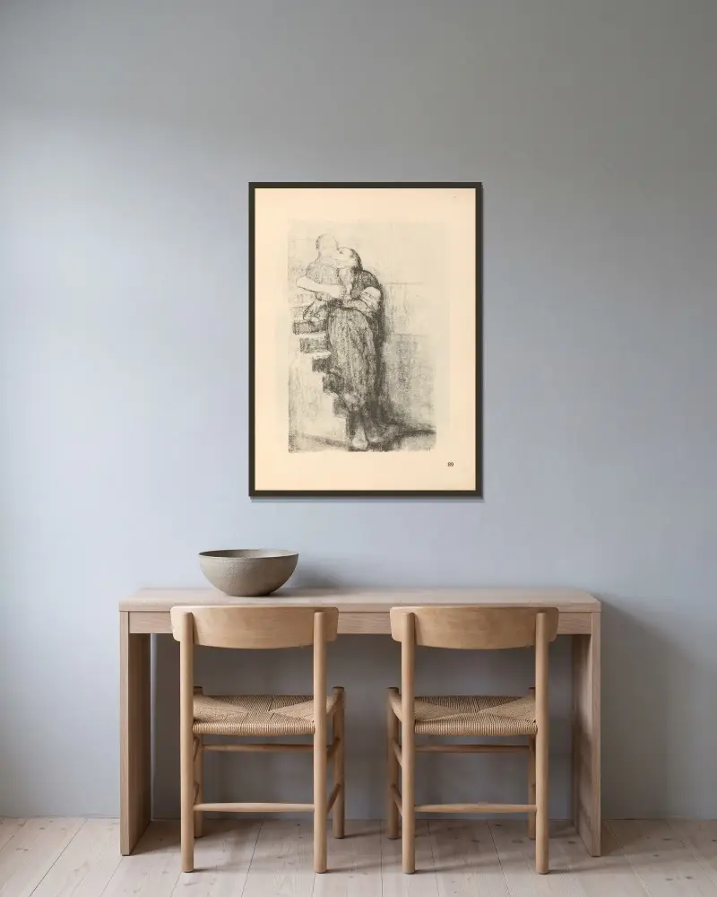 Zeichnungen für den Simplizissimus, 1925 – Nr. 4 von Käthe Kollwitz gerahmt an einer Wand