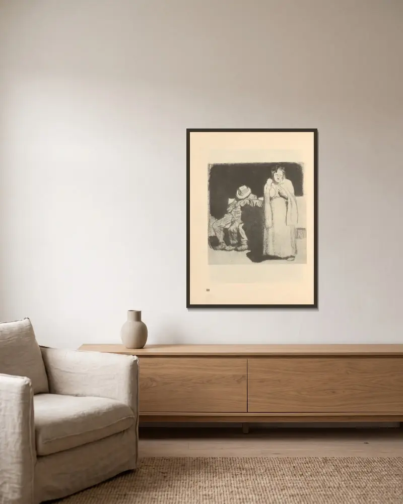 Zeichnungen für den Simplizissimus, 1925 – Nr. 7 von Käthe Kollwitz gerahmt an einer Wand