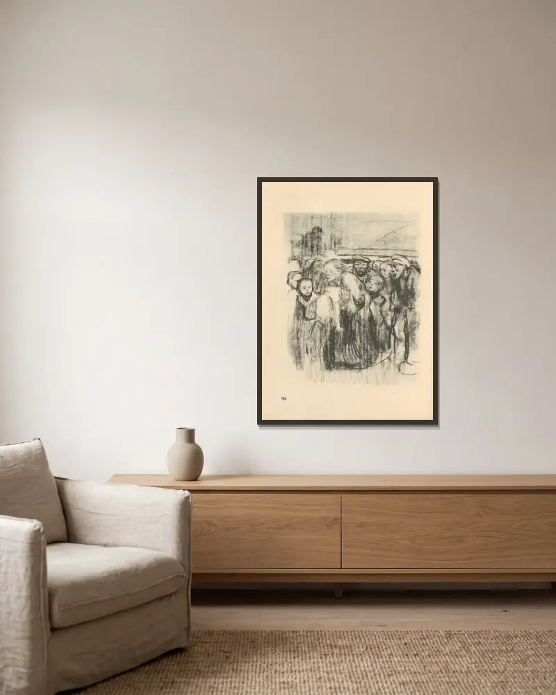 Zeichnungen für den Simplizissimus, 1925 – Nr. 8 von Käthe Kollwitz gerahmt an einer Wand